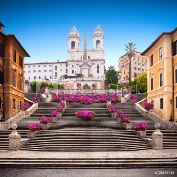 Bild på Spanish steps with azaleas at sunrise Rome